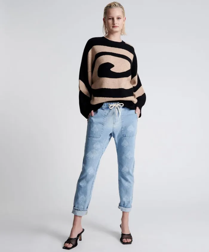 One Teaspoon Denim Jeans Women Aced Shabbies Drawstring Boyfriend Jean