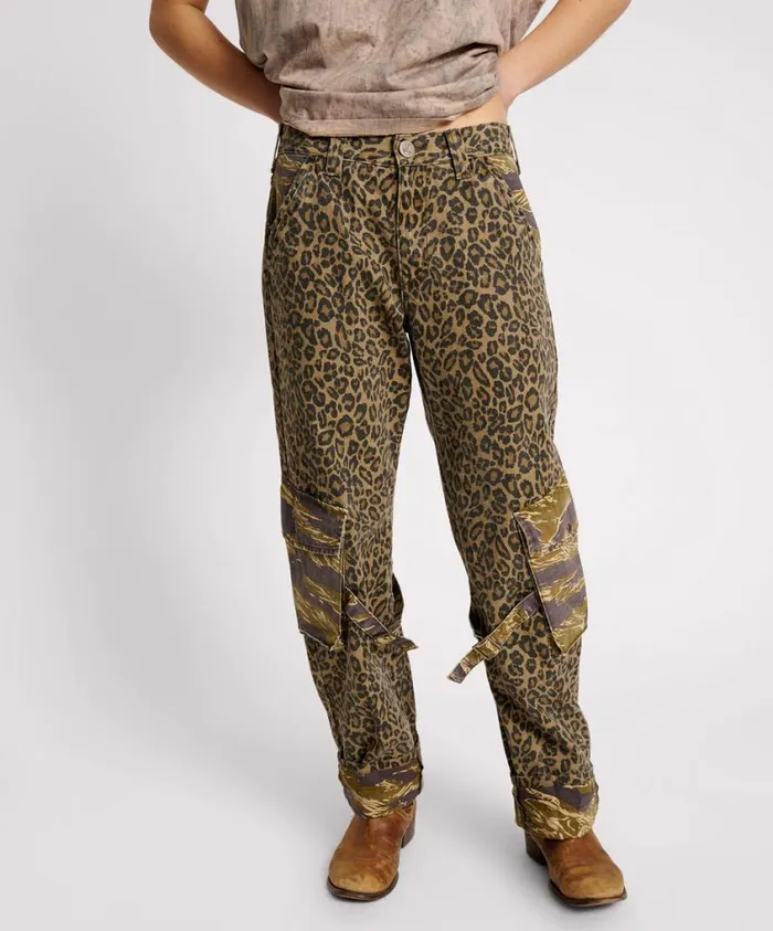 One Teaspoon Denim Jeans Women Animal Camo Luna Utility Pants