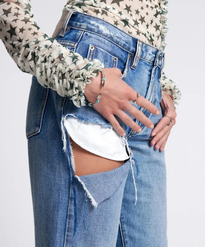 One Teaspoon Denim Jeans Women Berlin Blue 1982S High Waist Balloon Jeans