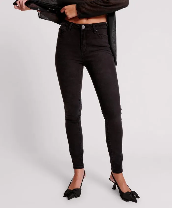 One Teaspoon Denim Jeans Women Black Freebirds Ii High Waist Stretch Skinny Jean