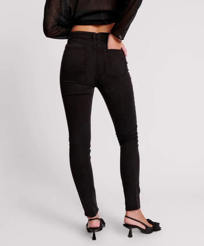 One Teaspoon Denim Jeans Women Black Freebirds Ii High Waist Stretch Skinny Jean