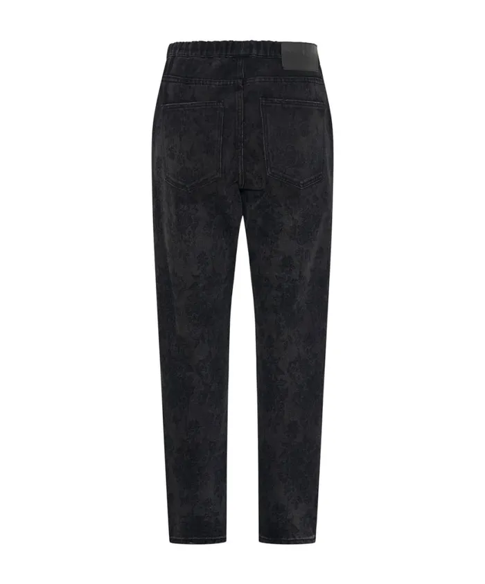 One Teaspoon Denim Jeans Women Black Lace Shabbies Drawstring Boyfriend Jeans