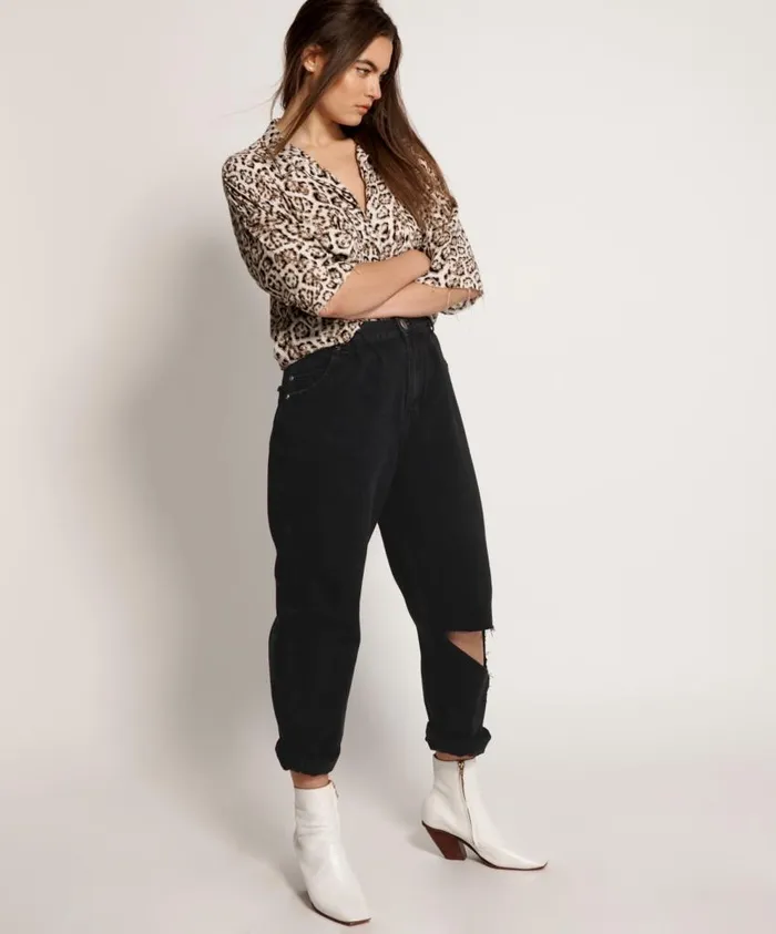 One Teaspoon Denim Jeans Women Black Smiths High Waist Trouser Jean