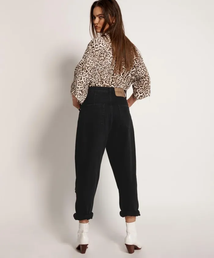One Teaspoon Denim Jeans Women Black Smiths High Waist Trouser Jean