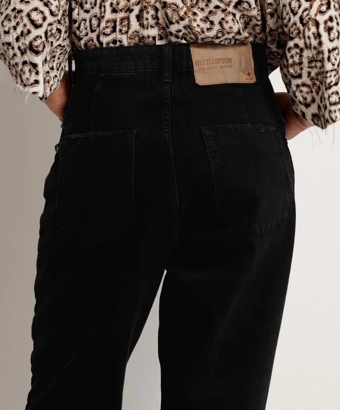 One Teaspoon Denim Jeans Women Black Smiths High Waist Trouser Jean