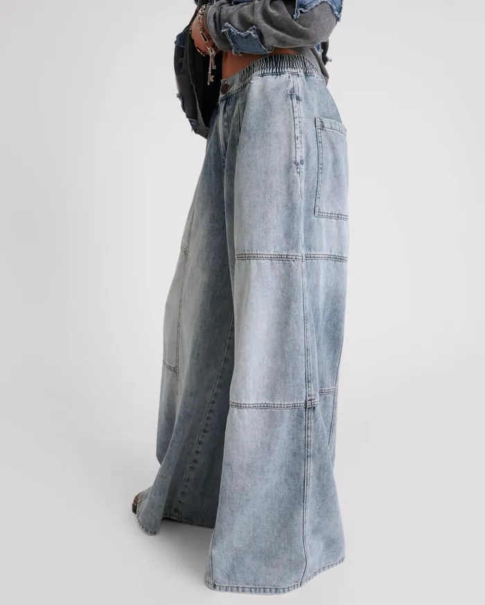 One Teaspoon Denim Jeans Women Blue Blossom Denim Palazzo Pants