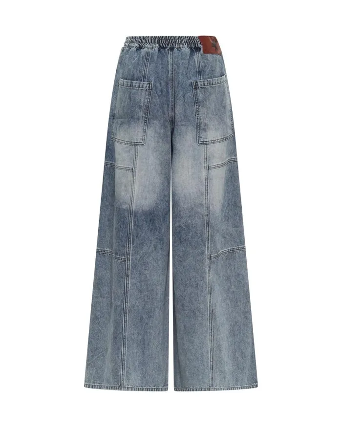 One Teaspoon Denim Jeans Women Blue Blossom Denim Palazzo Pants