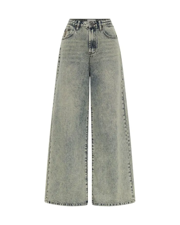One Teaspoon Denim Jeans Women Blue Dust Love Machines Super Wide Leg Jeans