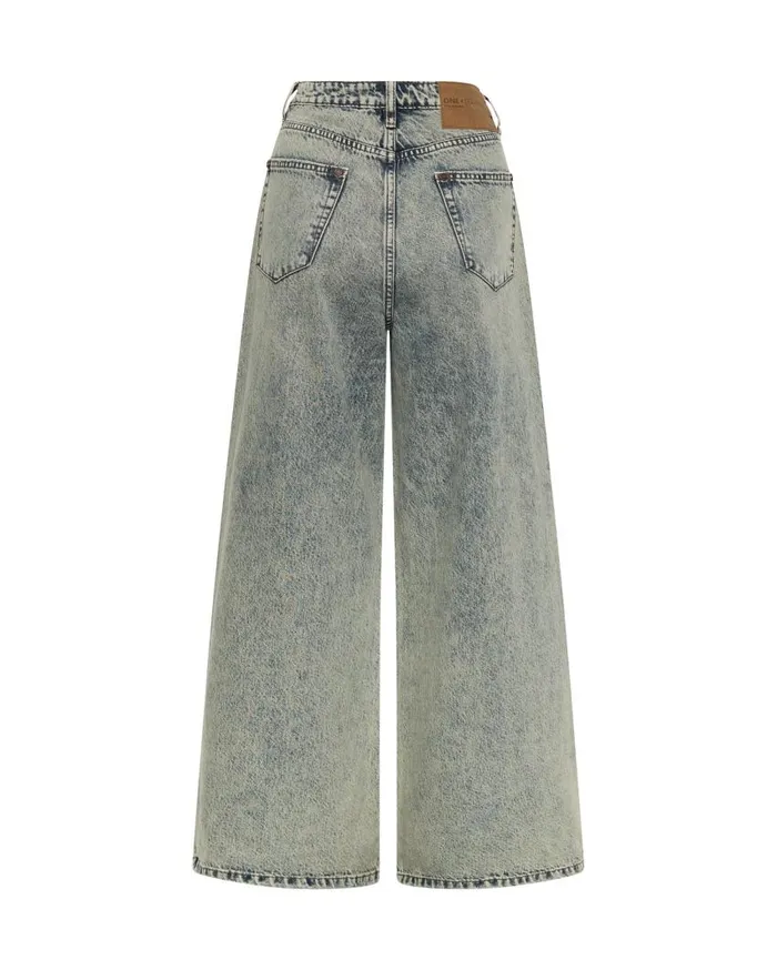 One Teaspoon Denim Jeans Women Blue Dust Love Machines Super Wide Leg Jeans