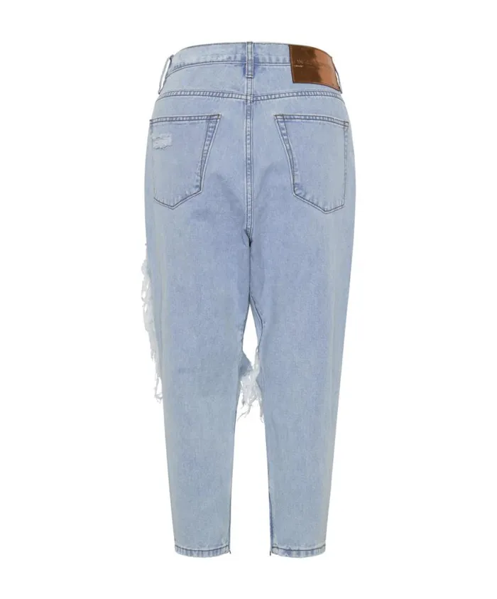 One Teaspoon Denim Jeans Women Blue Latte Kingpins Cropped Boyfriend Jeans
