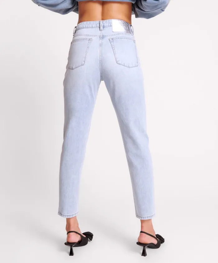 One Teaspoon Denim Jeans Women Blue Latte Legends High Waist Mom Jean
