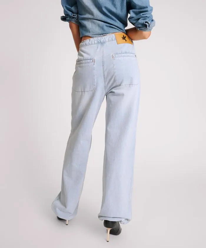 One Teaspoon Denim Jeans Women Blue Latte Marley Relaxed Denim Jeans