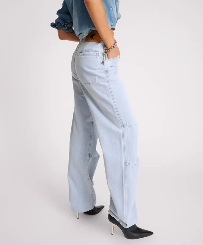 One Teaspoon Denim Jeans Women Blue Latte Marley Relaxed Denim Jeans