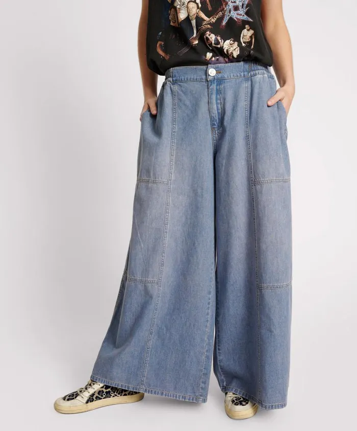 One Teaspoon Denim Jeans Women Blue Lilac Palazzo Jeans USA
