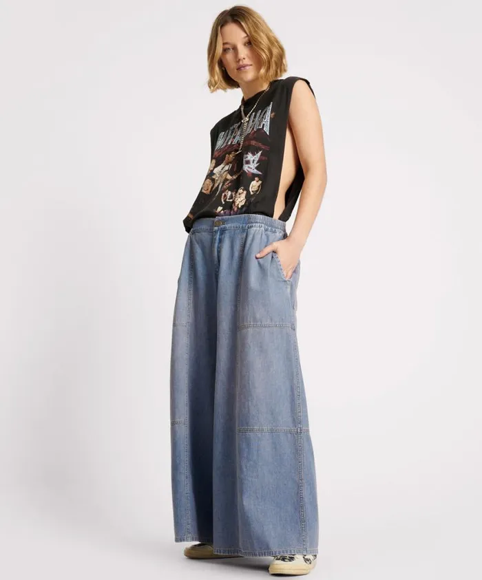One Teaspoon Denim Jeans Women Blue Lilac Palazzo Jeans USA