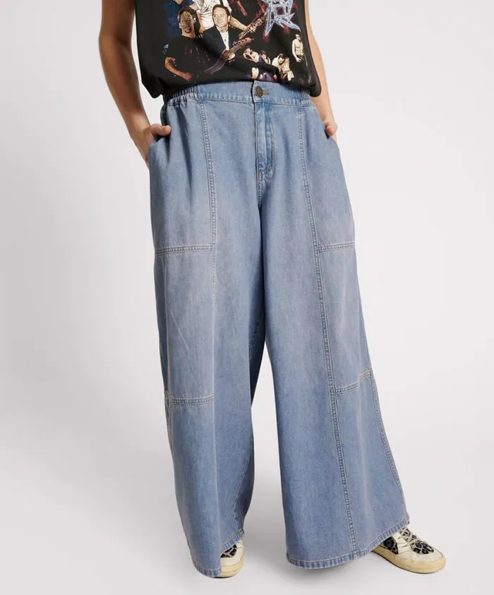One Teaspoon Denim Jeans Women Blue Lilac Palazzo Jeans USA