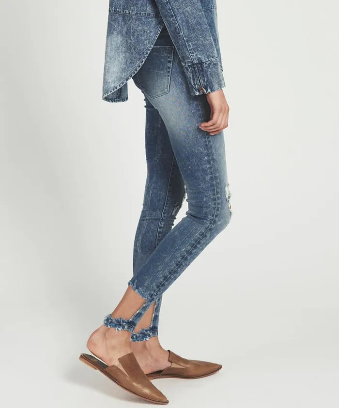 One Teaspoon Denim Jeans Women Blue Society Freebirds Ii Super High Waist Skinny Jean OneTeaspoon