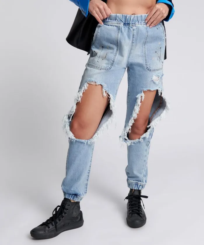 One Teaspoon Denim Jeans Women Fleetwood Artiste Trackers Mid Waist Jogger Jeans