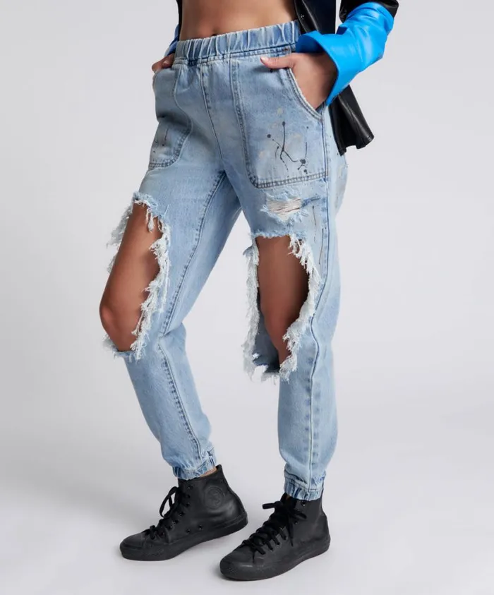 One Teaspoon Denim Jeans Women Fleetwood Artiste Trackers Mid Waist Jogger Jeans
