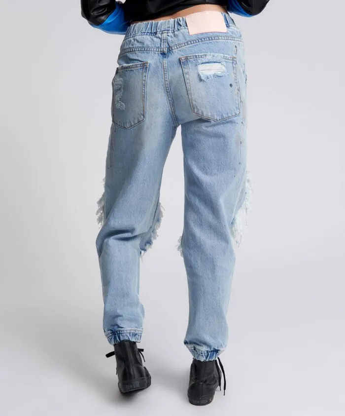 One Teaspoon Denim Jeans Women Fleetwood Artiste Trackers Mid Waist Jogger Jeans