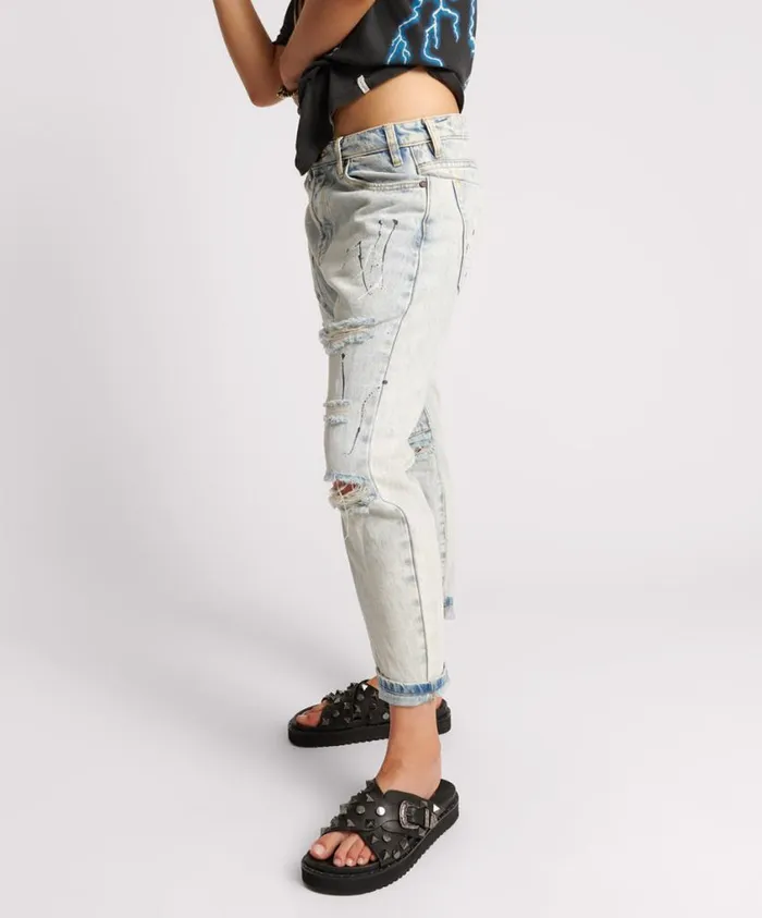 One Teaspoon Denim Jeans Women Florence Painted Saints Boyfriend Jean
