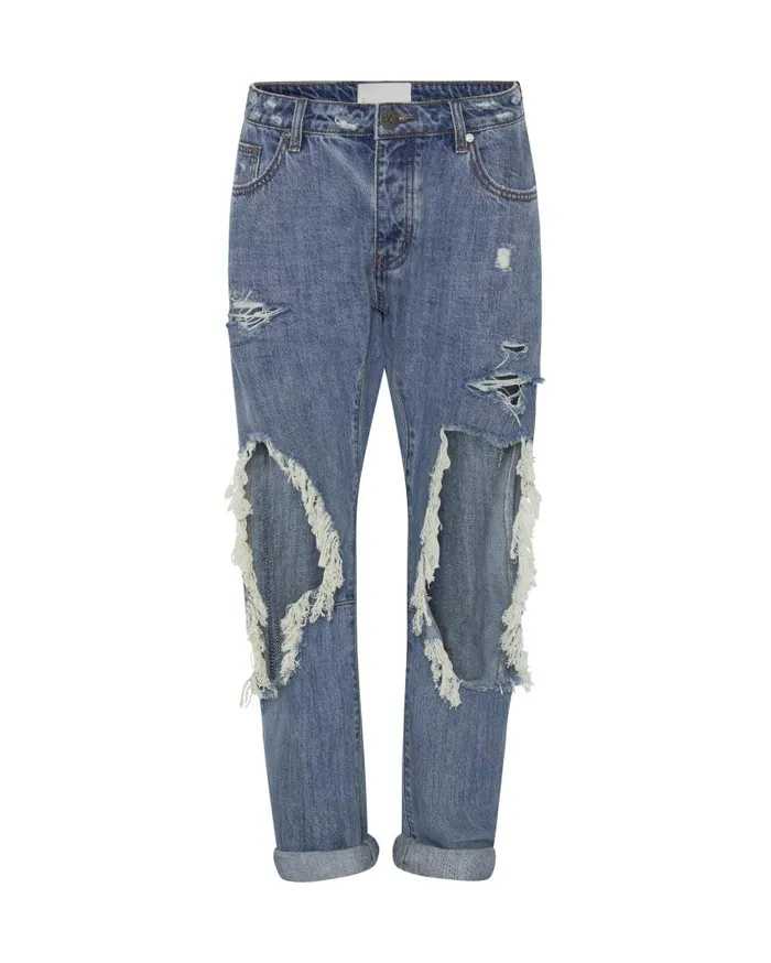 One Teaspoon Denim Jeans Women Johnny Blue Messed Up Saints Boyfriend Jeans