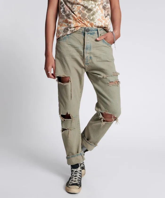 One Teaspoon Denim Jeans Women Khaki Haze Bandit Boyfriend Jeans