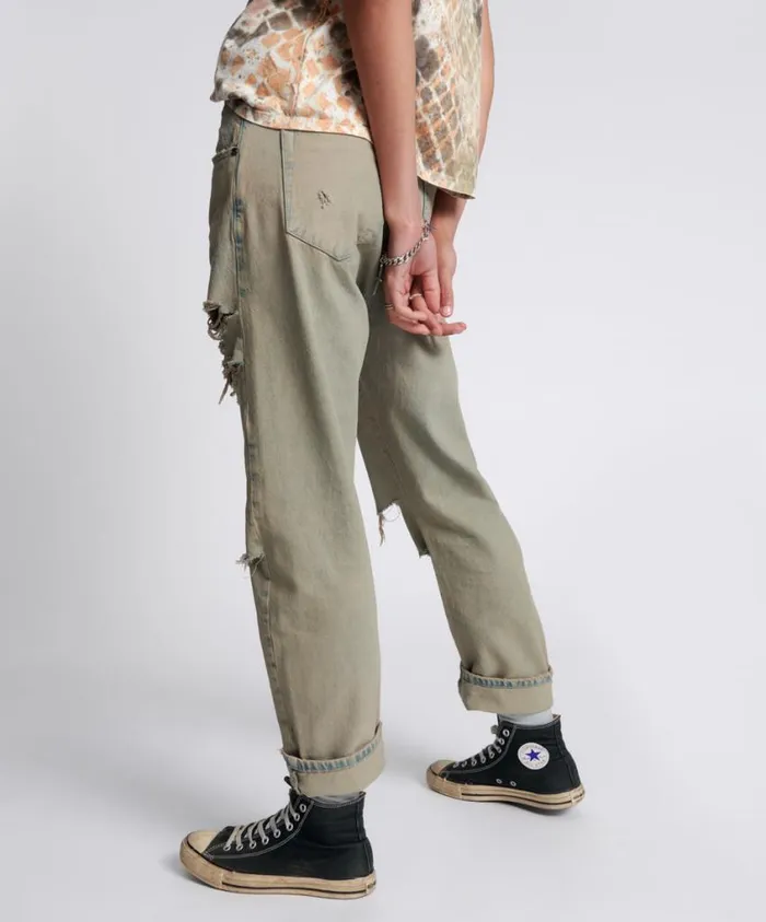 One Teaspoon Denim Jeans Women Khaki Haze Bandit Boyfriend Jeans
