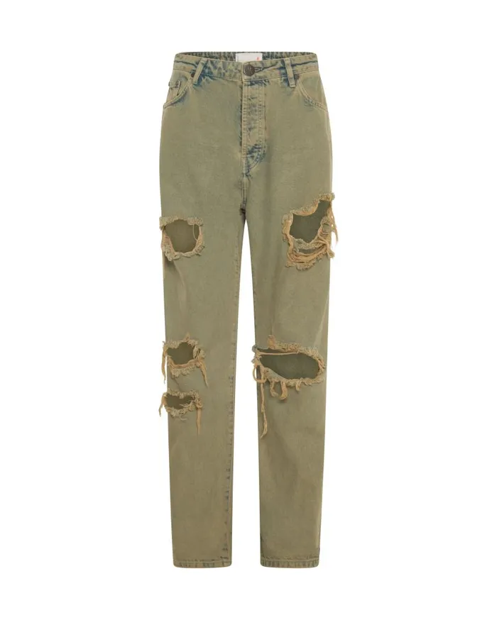 One Teaspoon Denim Jeans Women Khaki Haze Bandit Boyfriend Jeans