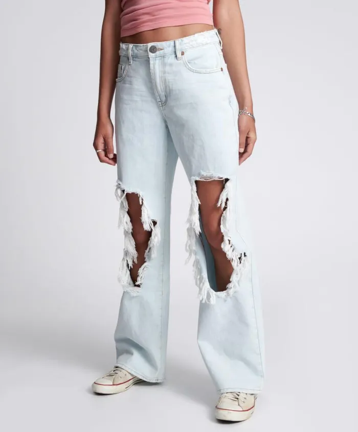 One Teaspoon Denim Jeans Women Le Surf Jackson Mid Waist Wide Leg Jeans
