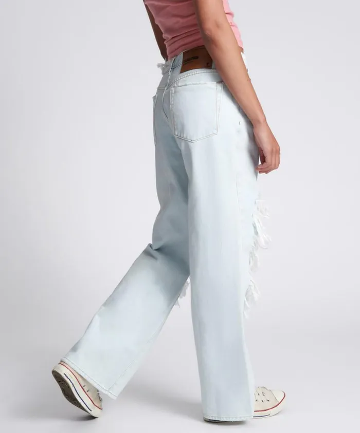 One Teaspoon Denim Jeans Women Le Surf Jackson Mid Waist Wide Leg Jeans