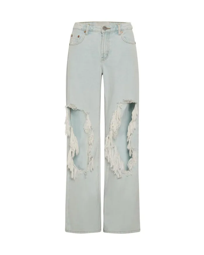 One Teaspoon Denim Jeans Women Le Surf Jackson Mid Waist Wide Leg Jeans