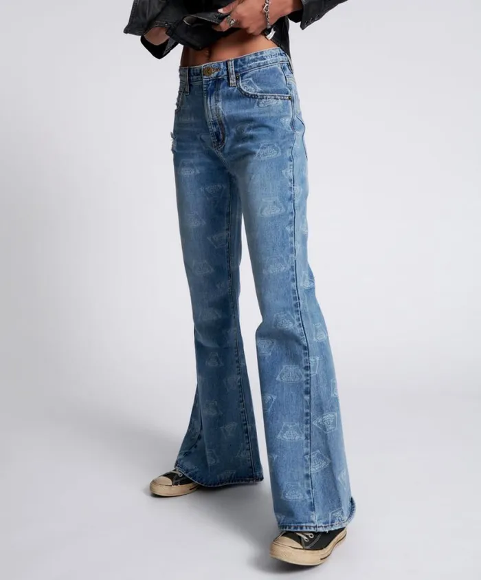 One Teaspoon Denim Jeans Women Low Waist Extreme Flare Jeans 8211 Medusa Marines