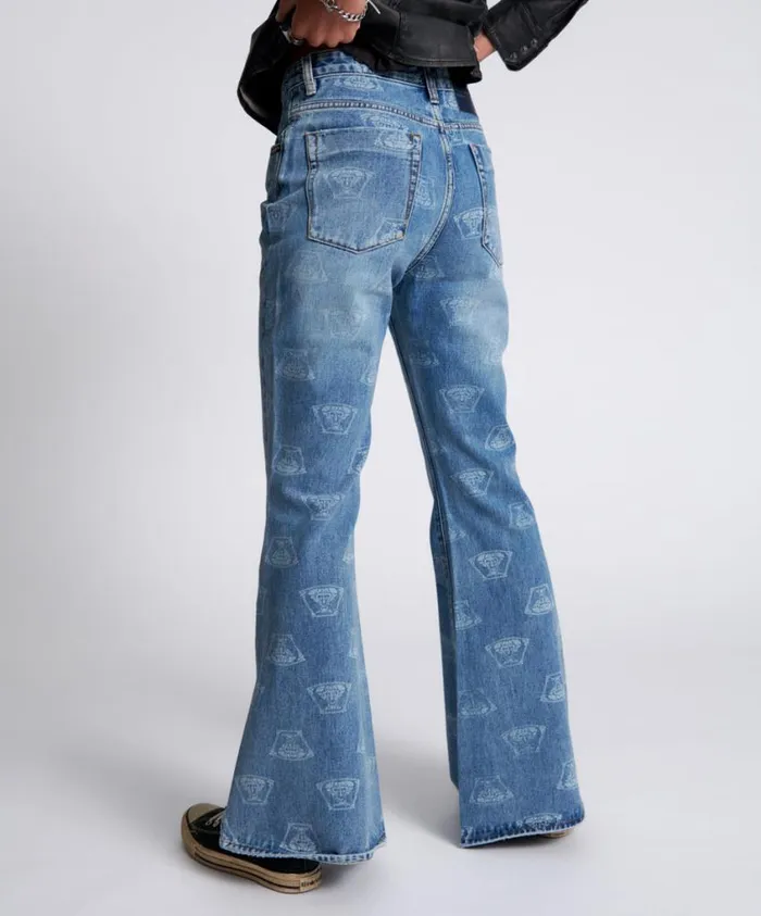 One Teaspoon Denim Jeans Women Low Waist Extreme Flare Jeans 8211 Medusa Marines
