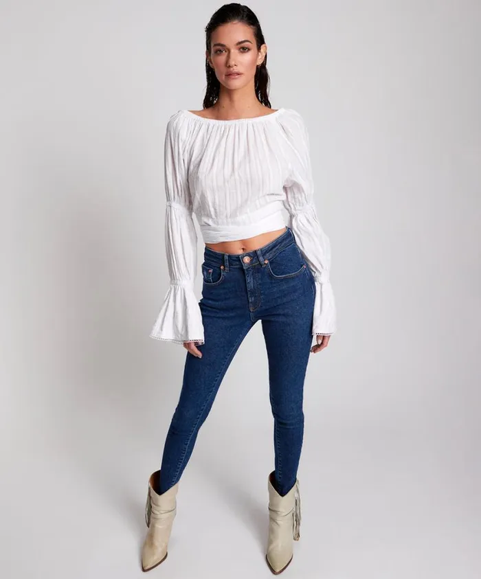 One Teaspoon Denim Jeans Women Manhattan Blue Super High Waist Freebrids 11