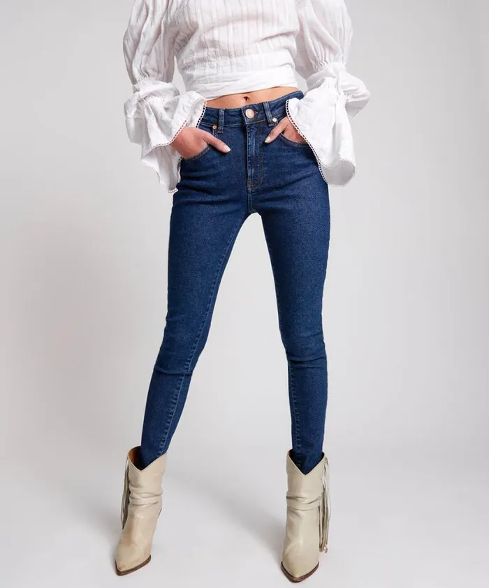 One Teaspoon Denim Jeans Women Manhattan Blue Super High Waist Freebrids 11