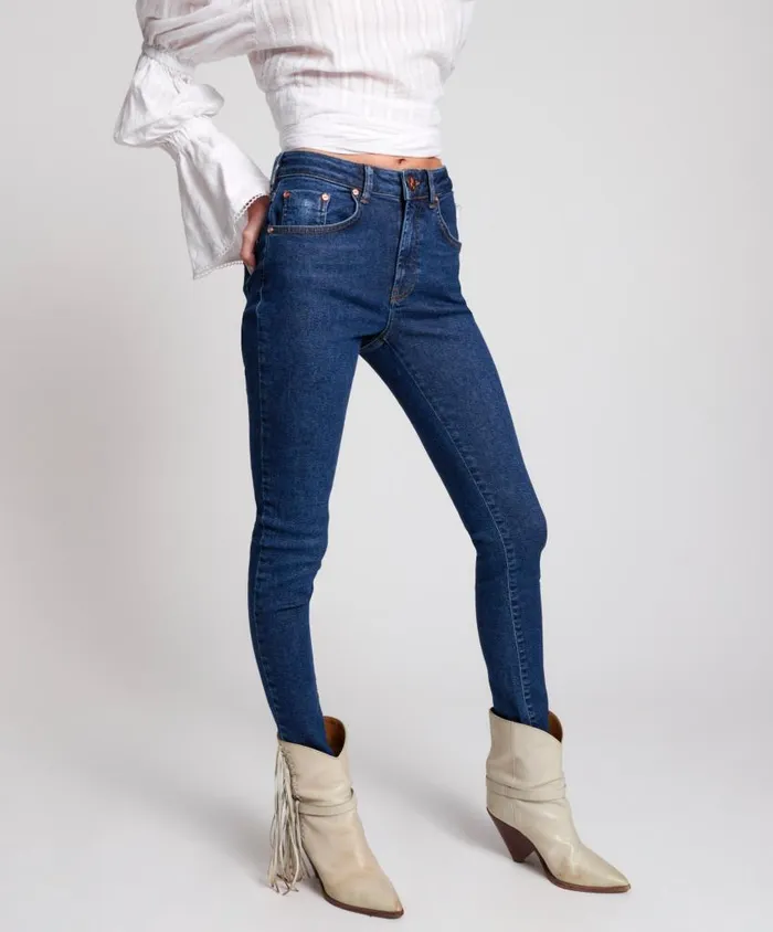 One Teaspoon Denim Jeans Women Manhattan Blue Super High Waist Freebrids 11