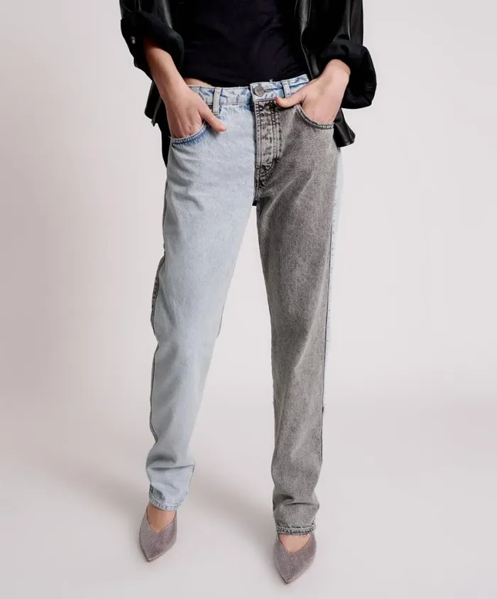 One Teaspoon Denim Jeans Women Miss Matched Truckers Straight Leg Jean