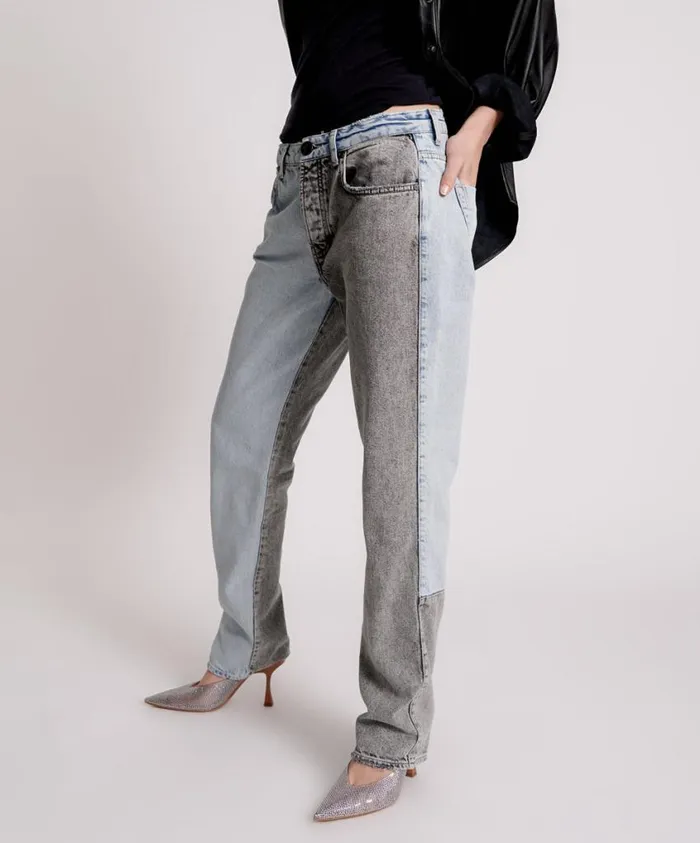 One Teaspoon Denim Jeans Women Miss Matched Truckers Straight Leg Jean