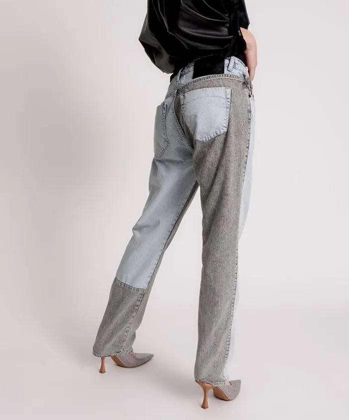 One Teaspoon Denim Jeans Women Miss Matched Truckers Straight Leg Jean