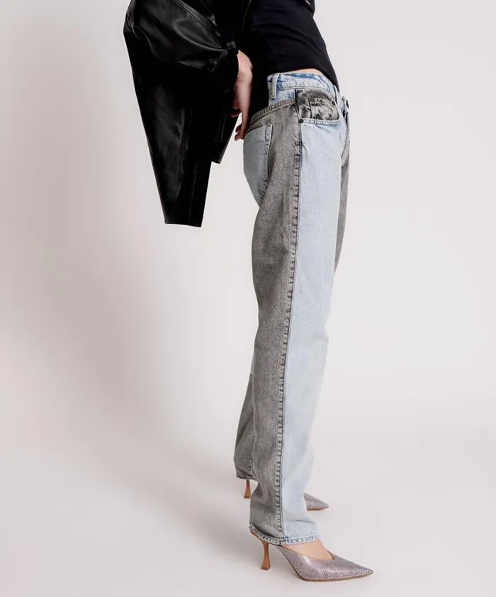 One Teaspoon Denim Jeans Women Miss Matched Truckers Straight Leg Jean