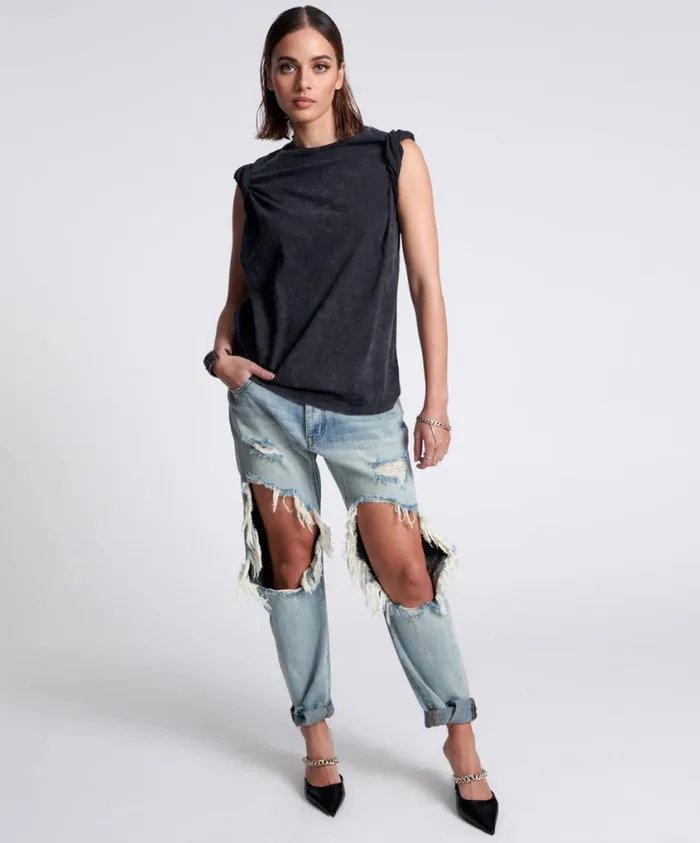 One Teaspoon Denim Jeans Women Montanna Super Trashed Saints Boyfriend Jeans