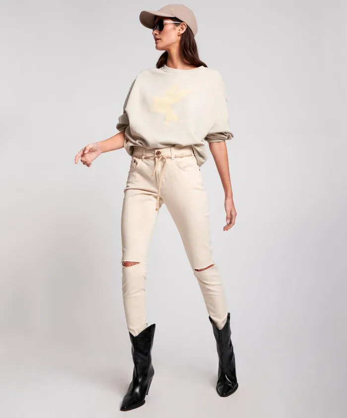 One Teaspoon Denim Jeans Women Nashville Cream High Waist Freebirds Ii