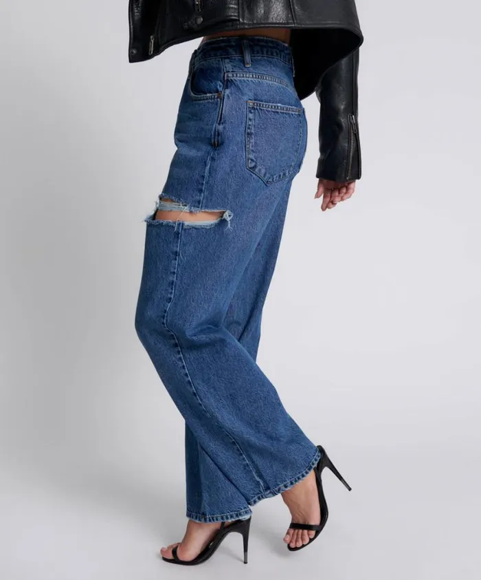 One Teaspoon Denim Jeans Women Rosewood Jackson Mid Waist Wide Leg Jeans