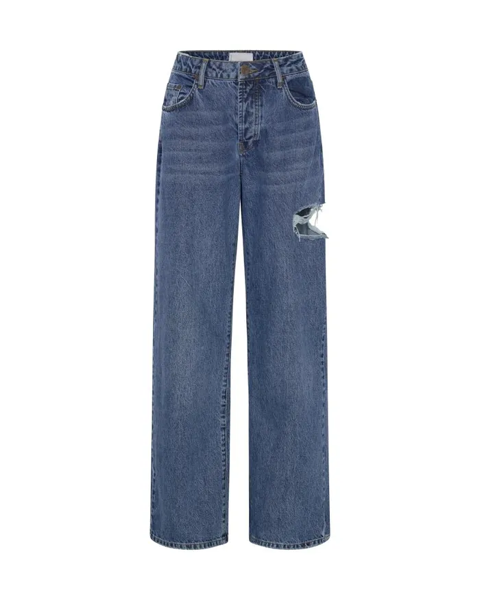 One Teaspoon Denim Jeans Women Rosewood Jackson Mid Waist Wide Leg Jeans