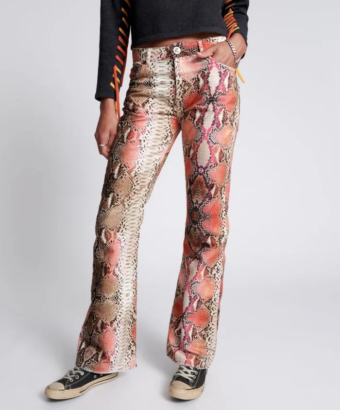 One Teaspoon Denim Jeans Women Serpent Charlie Slim High Waist Flared Jeans