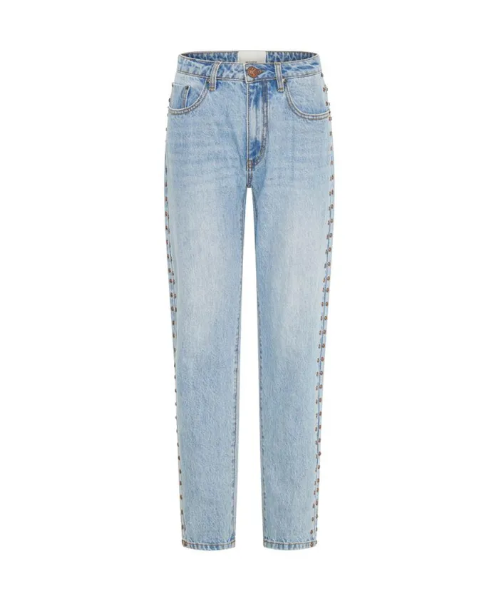 One Teaspoon Denim Jeans Women Studded High Waist Awesome Baggies Denim Jeans