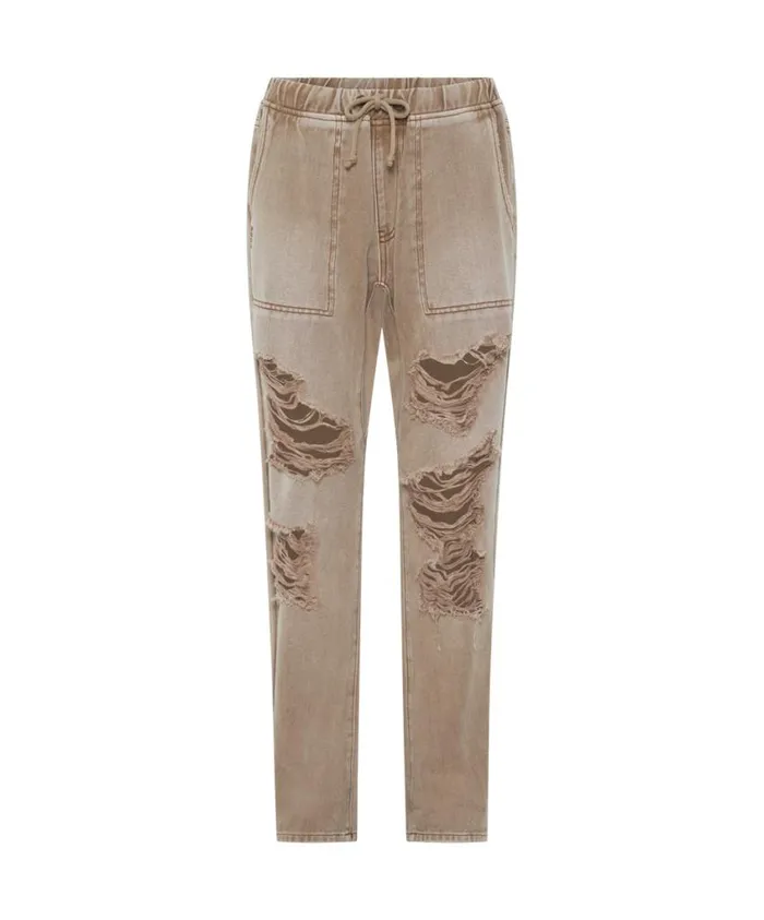 One Teaspoon Denim Jeans Women Tobacco Shabbies Drawstring Boyfriend Jeans