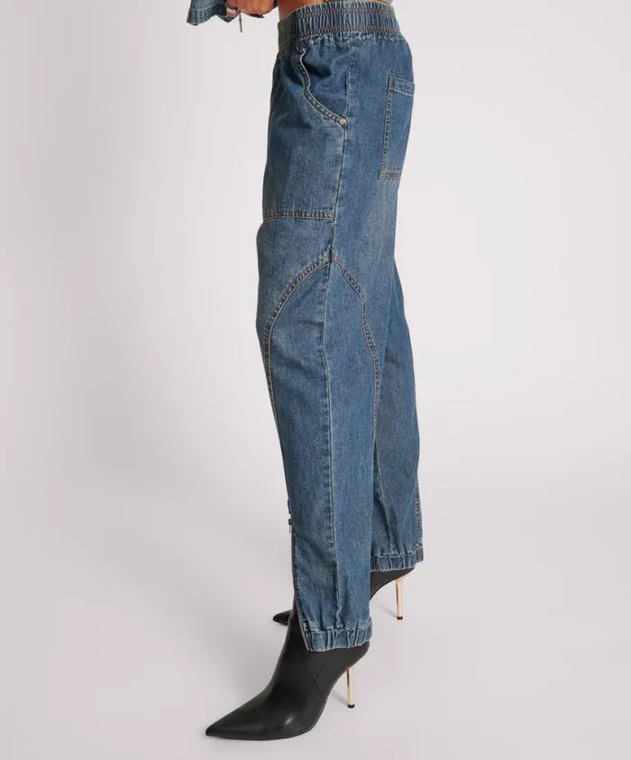 One Teaspoon Denim Jeans Women Used Blue Denim Flight Pants