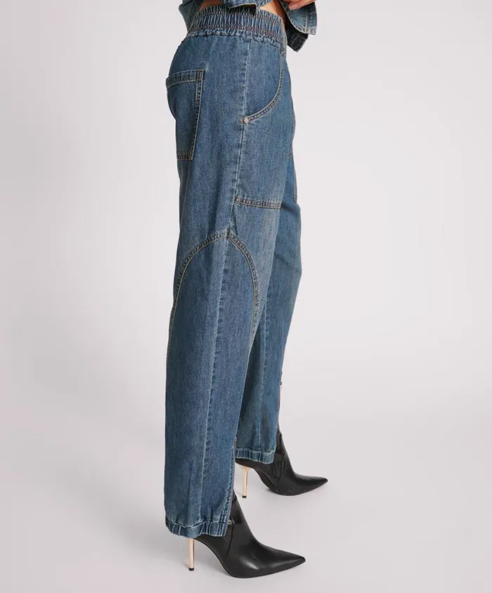 One Teaspoon Denim Jeans Women Used Blue Denim Flight Pants